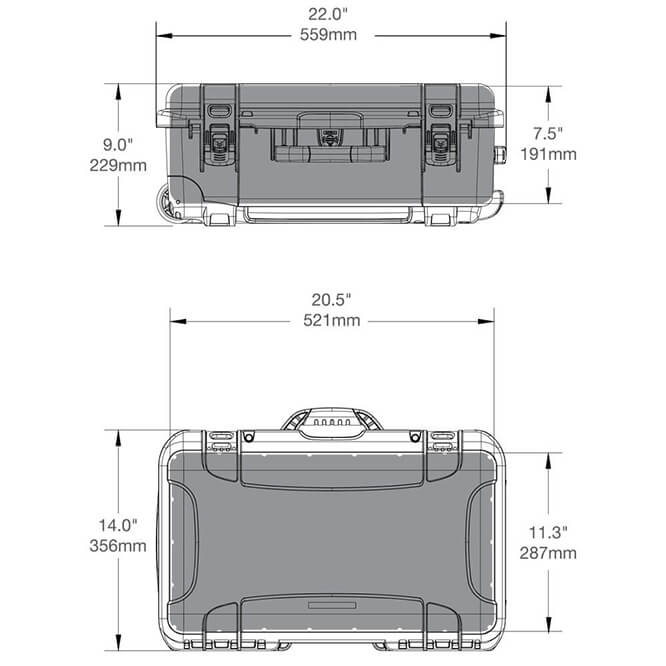 Nanuk Firearms 935 6UP Pistol Case Dimensions