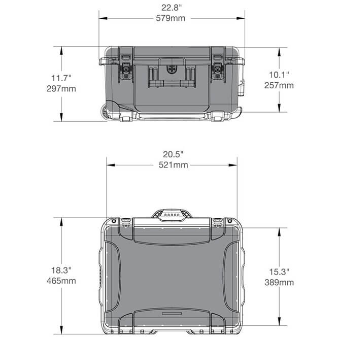 Nanuk Firearms 950 15UP Pistol Case Dimensions